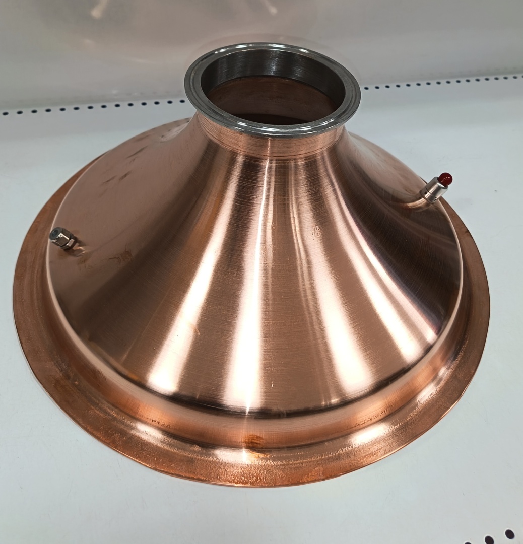 Крышка купольная медная 37-40л с выходом 4' (клапан сброса, врезка термометр)