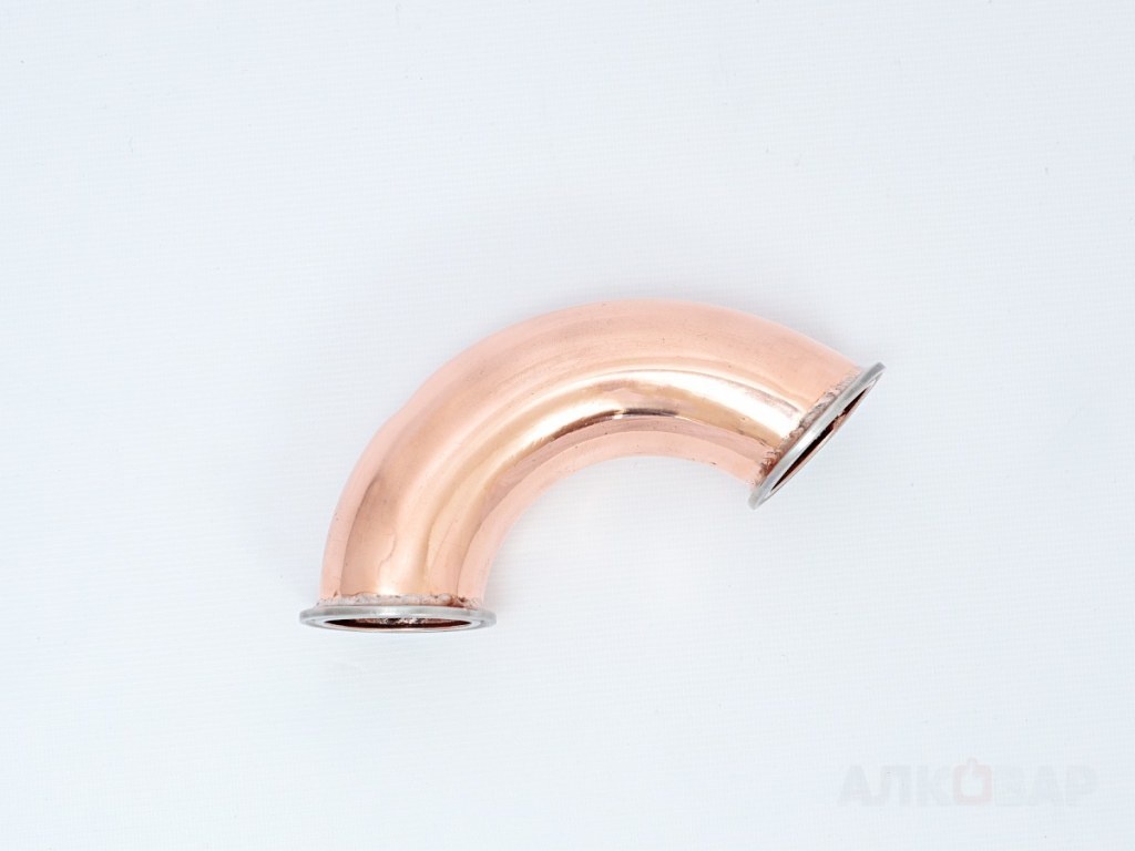 Уголок медный 135 градусов с штуцером под термометр кламп 2'